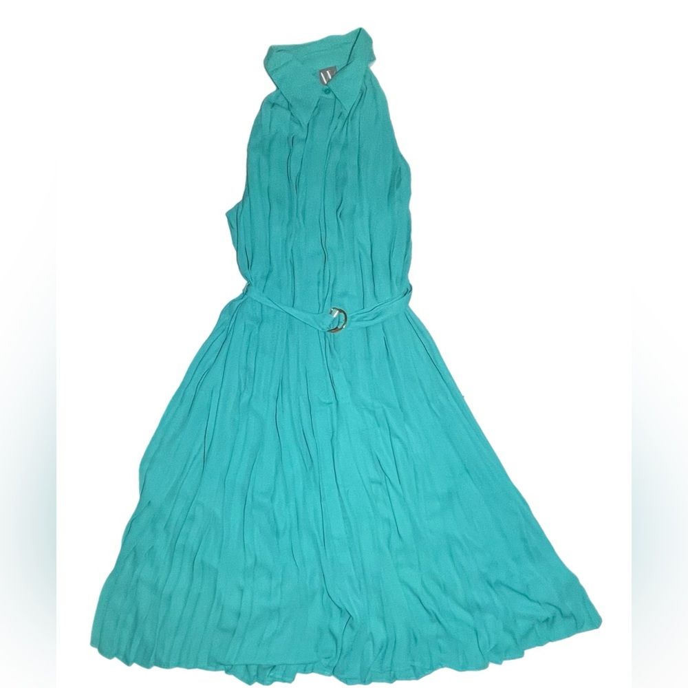 NWT Sleeveless Pleated Midi Sheath Dress Teal/Green (retails $100)